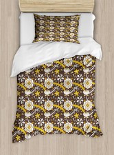 Image of Floral Duvet Cover Set Dry Lotus Flower Design