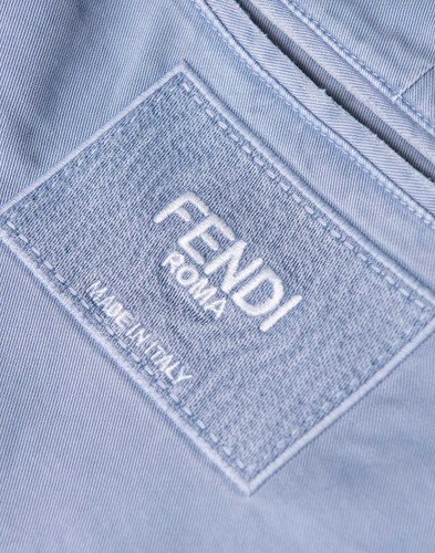 RRP €880 FENDI ROMA Gabardine Trousers IT50 US40 L Blue Stretch Garment Dye - Picture 8 of 9