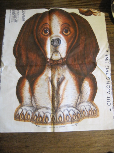 Vintage Basset Hound Beagle Fabric Dog Craft Panel Cut N Sew Pillow Stuffed Toy