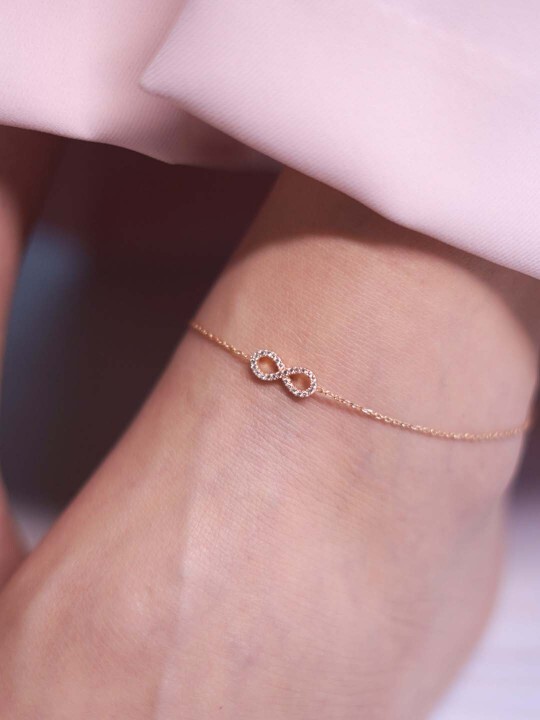 anklet chain with infinity symbol 925 silver and 10k gold chain rope style girls-image
