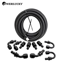20ft 4/6/8/10/12AN Braided CPE Fuel Oil Line & 10PCS Push Lock Hose Fittings Kit