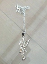 Beautiful Sterling Silver Necklace With Tinkerbell And Zirconia Stones