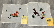 Prismacolor Floral Handmade Needlepoint Canvas Lot 12x15 14x14 Deer Trees