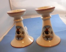 Pair of Villeroy & Boch Germany Naif By Laplau 5-Inch Porcelain Candlesticks