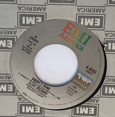 Cliff Richard - Daddy's Home/ Summer Rain. EMI America RECORD 45 RPM