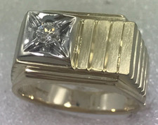 14 karat men diamond ring 14K yellow gold men solitaire 1/5 Carat diamond ring