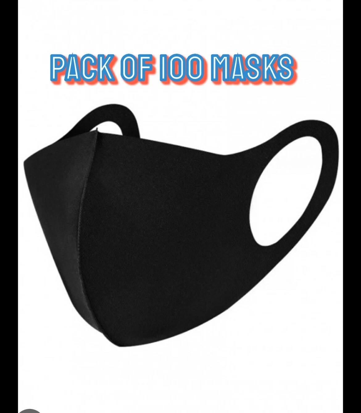 Face Mask Black Reusable Washable Protective masks *pack of 100*