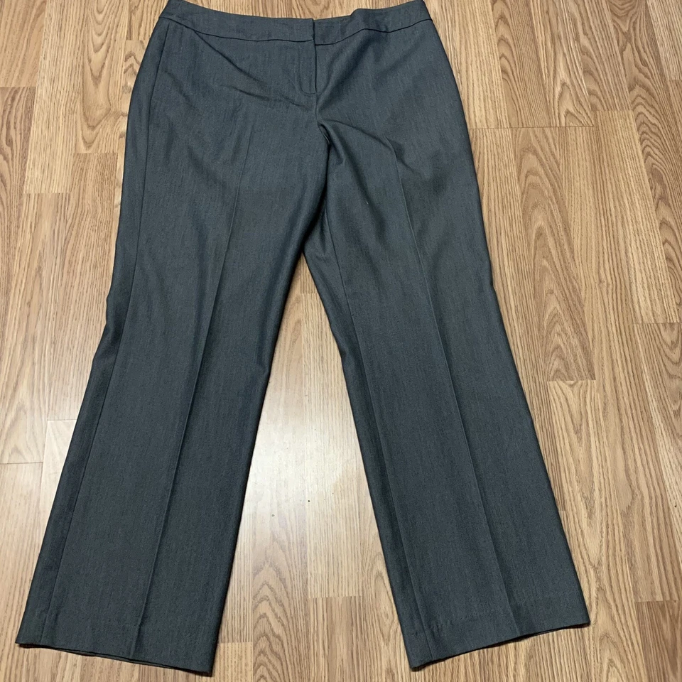Pantalones de vestir para mujer Signature By Larry Levine talla 14 grises rectos Foto 2 de 4