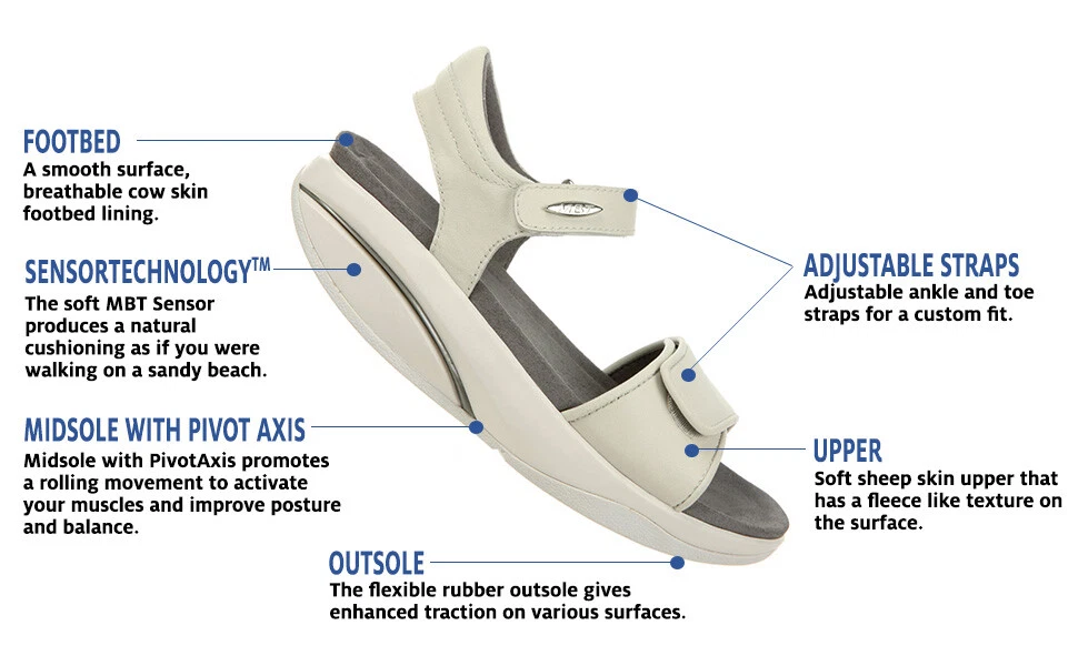 MBT Malia Donna Sandalo (Regolabile Gancio & Ciclo Pecora Pelle Lthr 5 Colori)