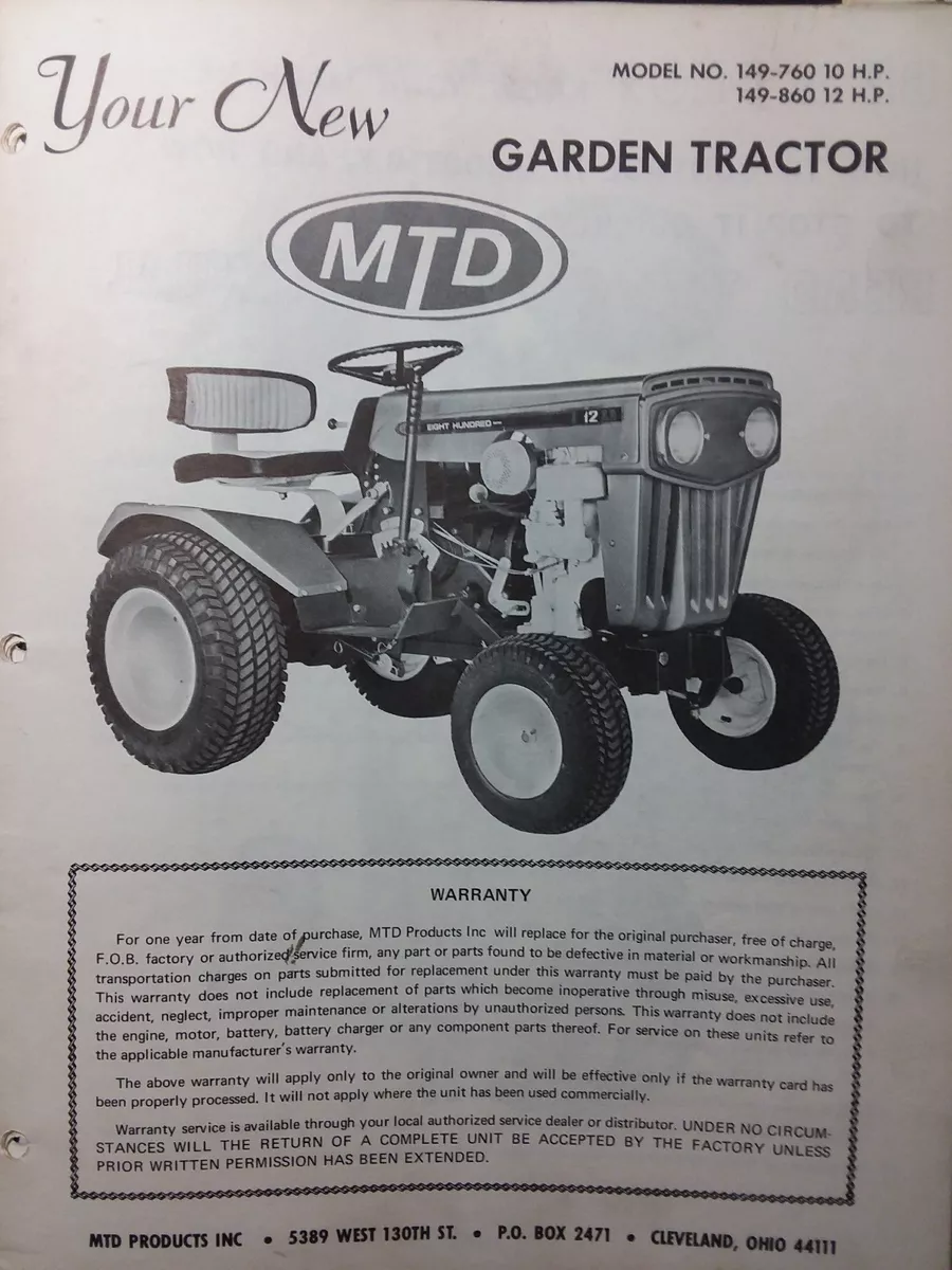 1969 Mtd Garden Tractor Snow Thrower