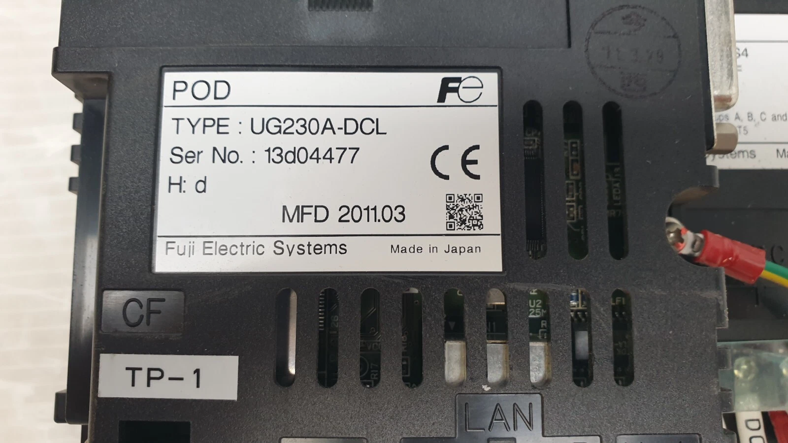 Fuji Electric UG230A-DCL extension unit label on the back of the POD, with CF slot