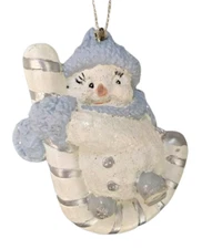 Snow Buddies Buddy Man Encore on Candy Cane 94274 Ornament No Box 1999 3" x 2.5"
