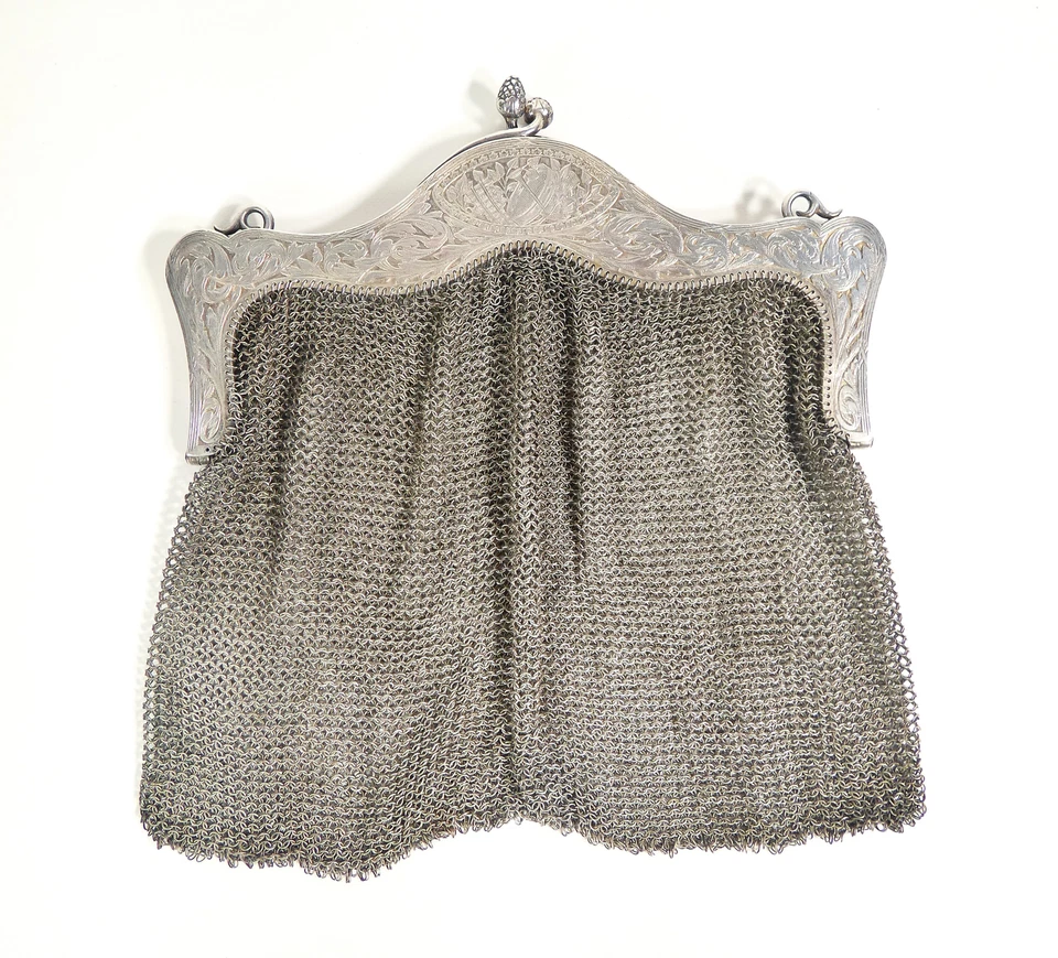 ⚜️ ANTICA BORSETTA ARGENTO ART NOUVEAU LIBERTY EPOCA 1910 BORSA BORSELLO - Immagine 2 di 4