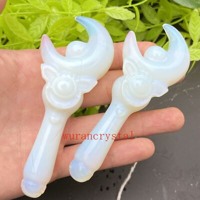4.1'' Top Opalite Carved quartz crystal Fairy Moon magic Tower wand healing 1pc