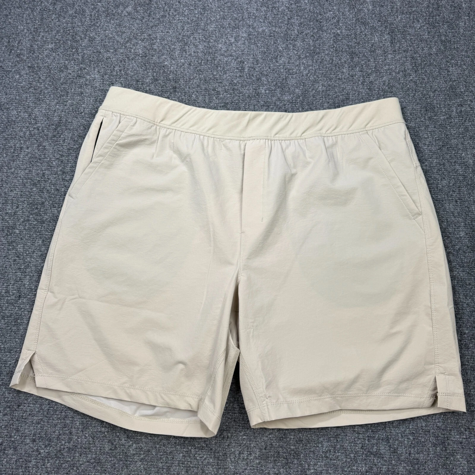 Public Rec Shorts Mens 40 Tan Chino Drawstring Waist Pockets Seven Inch Inseam