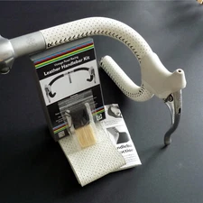 Velobitz Perforated White Leather Handlebar Cover Kit, Wax Thread & Needles