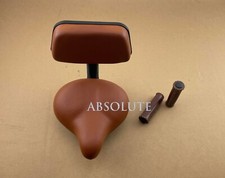 10" LONG BEACH CRUISER SADDLE W/BACK REST & ARTIFICIAL LEATHER 131MM GRIPS BROWN