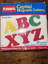 Vintage Playskool Magnetic Alphabet Capital Letters 1985 W/box 35 Missing M