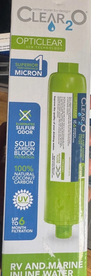 Clear2O RV and Marine Inline Water Filter - 1 Micron Solid Carbon Block  CRV2006 - Image 3 of 3