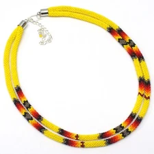 Handmade Beaded Yellow Rope double layered necklace