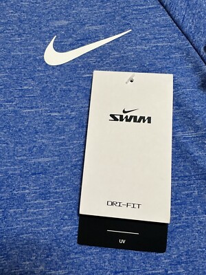 NEW Mens Nike Swim Tee Shirt Blue Dri Fit UPF 40+ Size MEDIUM | eBay