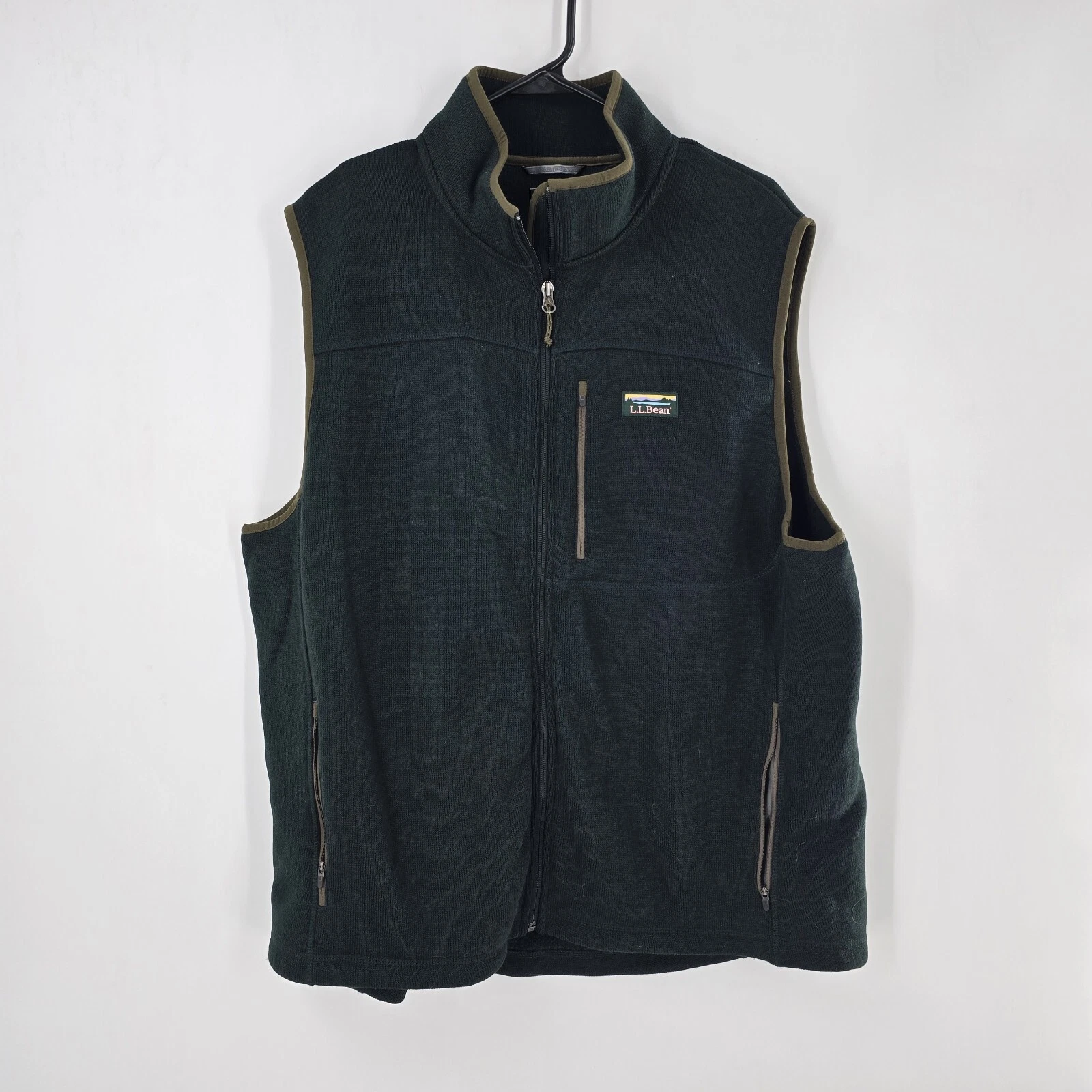 LL Bean Vest Mens XL Slightly Fitted Black Sweater Fleece Hike Camp Outdoors
