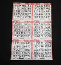 BINGO PAPER Cards sheets 6 on 4 Red Border DAB ALL 75 - 25 packs 