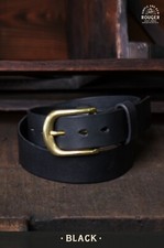 Simple&Raw Heavy Duty Cowhide Leather Belts with Solid Brass Buckle