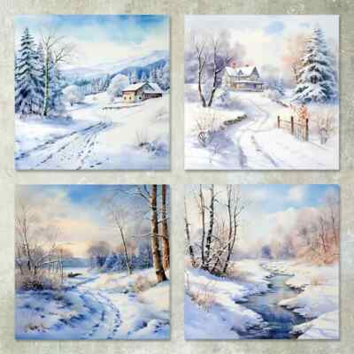 Vintage Blue Snowscape 36 Scrapbook Papiere Winter Schneelandschaft 6'' 15x15 cm