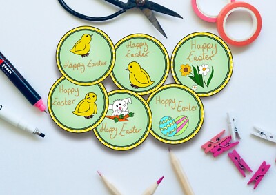 12 Osterkartenaufleger, Küken, Hase, Blume, Eier, Kartenbasteln, Basteln