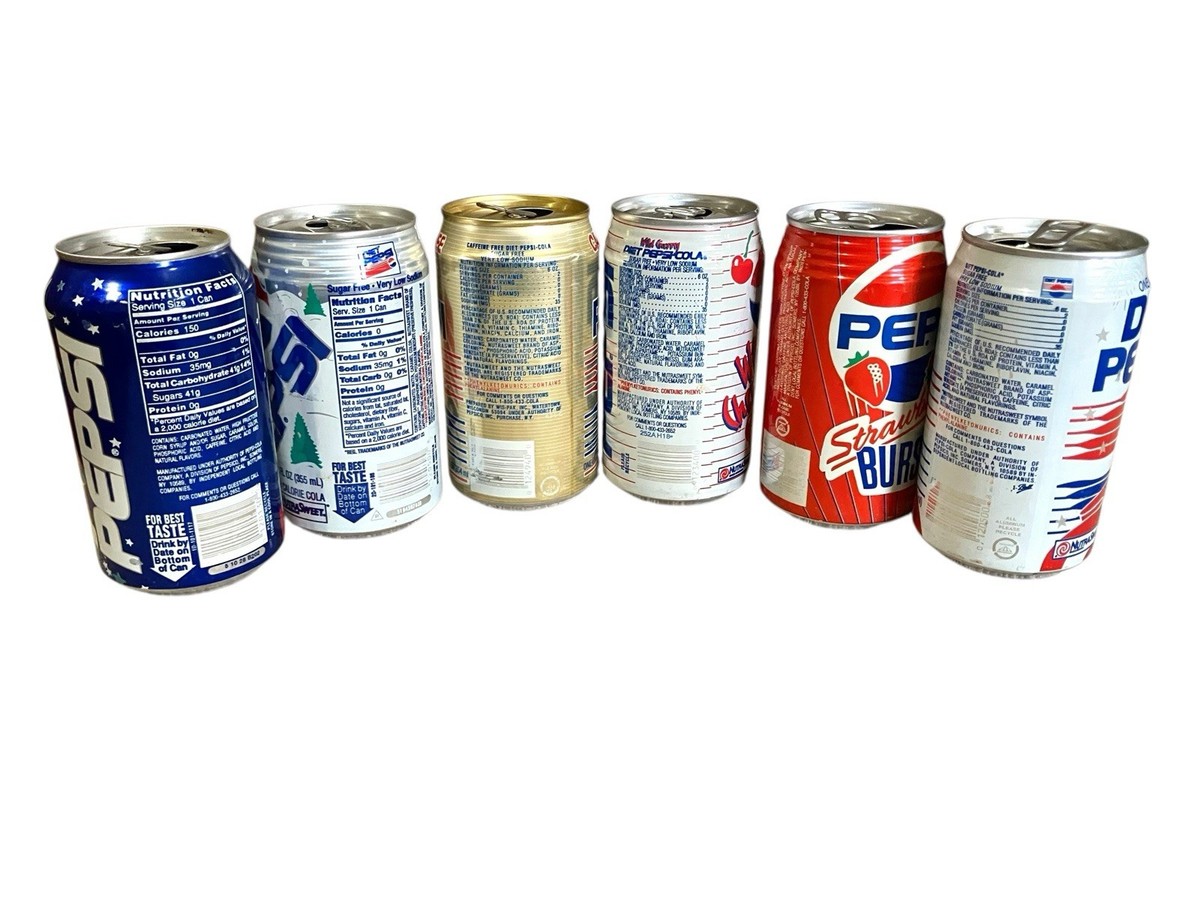 Vintage Pepsi Cans Lot Of 6 No Duplicates Collectible Flavored