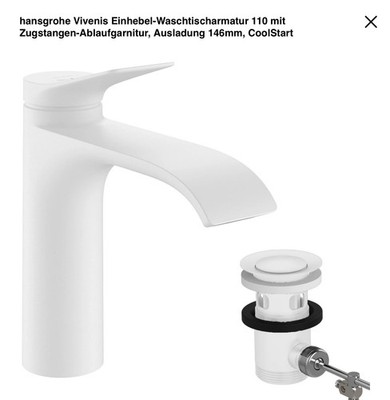 hansgrohe Waschtischmischer  Vivenis ComfortZone 110 CoolStart mit Ablaufgarnitu