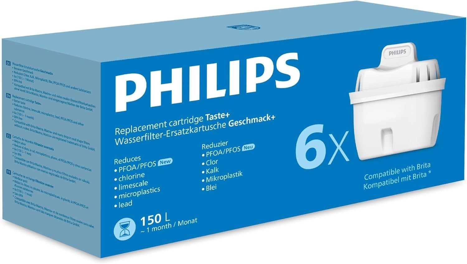 Philips Water Replacement Filter Cartridges 6 Pack 5.5x9.5x9cm New