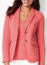 NWT Talbots Women  s Size 6 Coral Aberdeen Cotton Blend Two Button Ponte Blazer