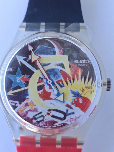 SWATCH SPECIAL RORRIM 5 by TADANOORI YOKO - GZ107 - 1988 - NEW - clear case - Picture 4 of 10