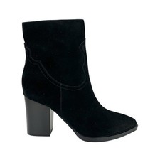 Nine West Women's Taytay Pointy Toe Block Heel Dress Booties Black Suede Size 7M