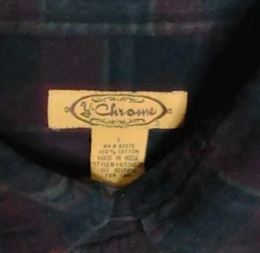 Camisa Y Cromo Abotonada Manga Larga Franela En Capas Para Hombre’s L Y2K Patinador Gráfico  Foto 2 de 4