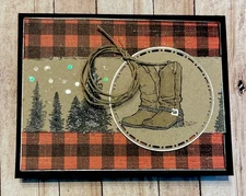 4 Stampin Up COUNTRY Life BOOTS Woods PINE TREES ROPE WESTERN Card Kit Masculine