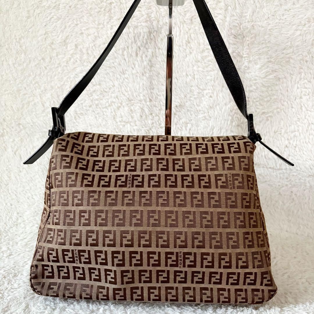 Fendi Mamma Baguette Women's Shoulder Bag Handbag Zucchino Canvas Leather Brown thumbnail 4