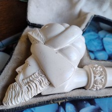 White Ivory Ingraved Head Of A Indian Siah Very Rare