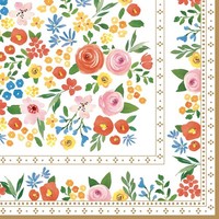 20Er Pack Servietten Boho Flowers 33X33Cm Weiß Bunt Papier Easy Life