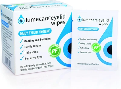 MEDICOM HEALTHCARE SEGMINISMART Lumecare Eyelid Wipes, 5 Packs of 20 Pack Eye Care Cleanse