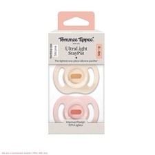 Tommee Tippee UltraLight Silicone Pacifier 0-6m - Light Pink Dark Pink - 2pk