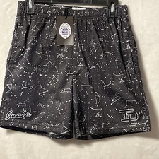 NWT Inaka Power Shorts Constellations Stars Black Mens Size Medium Mesh WPockets