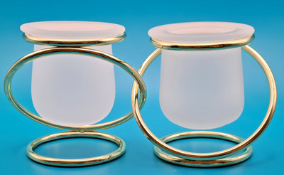 Partylite Kerzenhalter Paar Zwillinge Gemini gefrostet in Gold