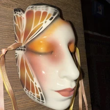 About Face Butterfly Mask Woman Closed Eyes Vintage Art Deco boho