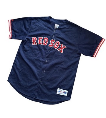 Majestic Genuine Boston Red Sox Navy Blue MLB Stitched Sewn Jersey