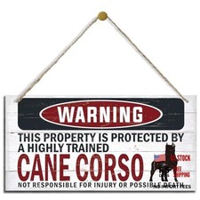Warning Sign, Cane Corso Warning Wood Plaque Sign, Funny Door Signs, CANE CORSO