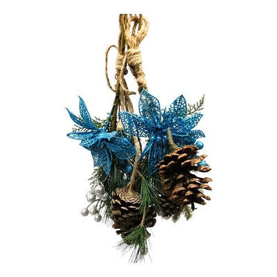 28305 - 15'' Blue Poinsettia Christmas Spray |Pod 1-9|