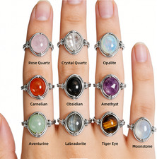 Birthstone Healing Beaded Rings ,Wire Wrapped Gemstone Ring,Crystal Ring